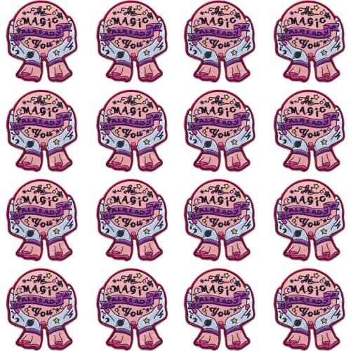 Prajna 10 PCS Hippie Letter Patch Cartoon Embroidered Patches On Clothes DIY Iron On Patches For Clothing Sticker T-shirt Badges