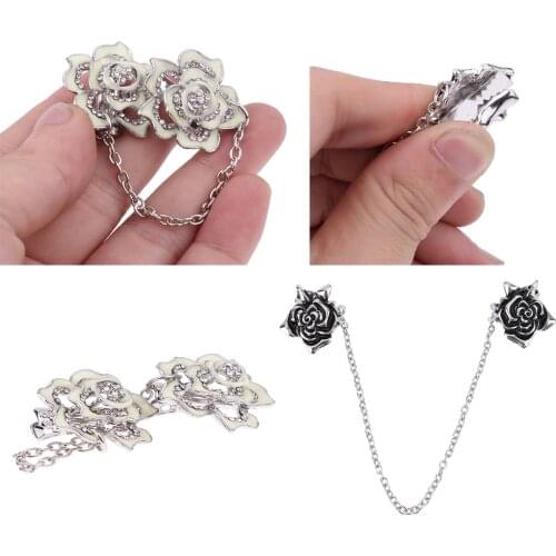 Cardigan Clips Brooches Pin Vintage Flower Sweater Shawl Clip Silvertone Cardigan Collar Metal Clip Holder Clothing Pins Clip