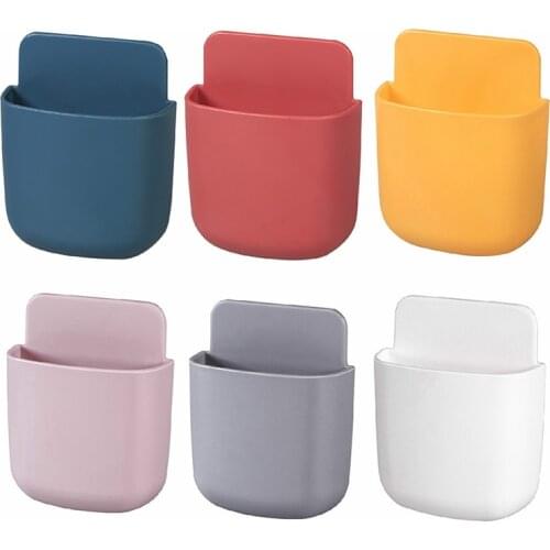 Self-adhesive Remote Control Storage Box Wall Mounted Mobile Phone Holder Stand Pen Organizer Toothbrush Holders 11.5x9cm