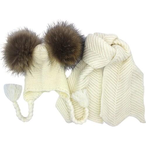 New 2019 Baby Scarf And Hat Set for 1-2.5 years Children Cute Pompom Hat Set For toddler Boys Girls