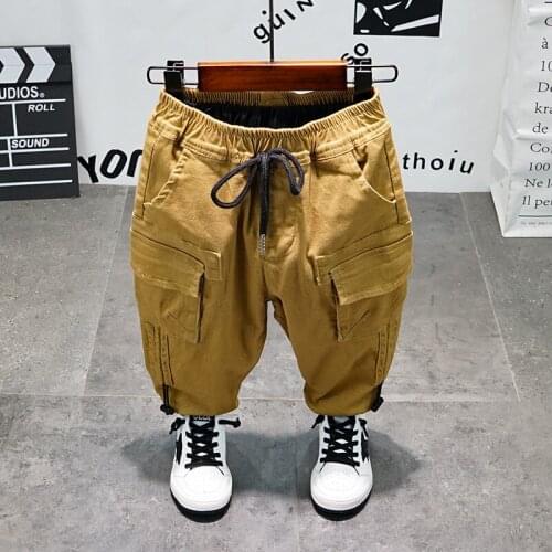 Baby boys pants 2-7years old Big pocket stitching Spring and autumn childrens Fashion overalls cotton trousers Kids casual pant