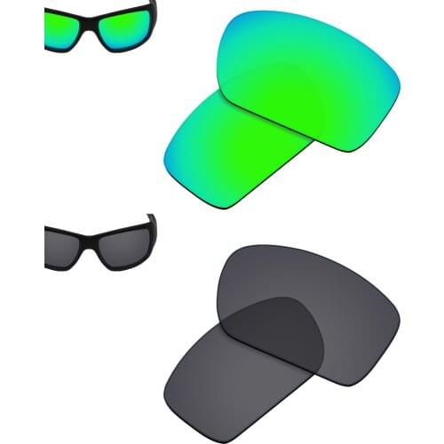 SmartVLT 2 Pairs Polarized Sunglasses Replacement Lenses for Oakley Big Taco-Sapphire Green and Solid Black