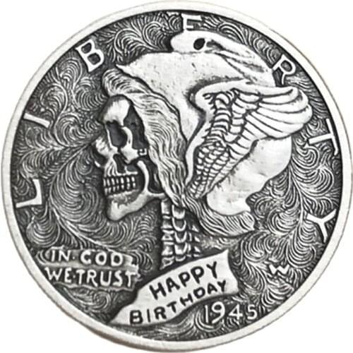 US UNITED STATES LIBERTY HOBO 1945 WINGS BADGE Birthday-Gift Morgan COIN