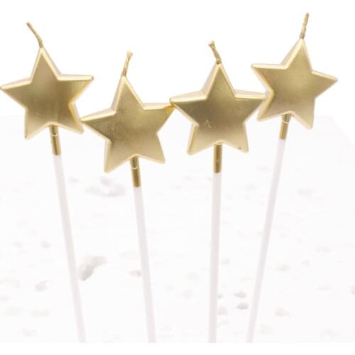 Wedding Cake Decoration Star Heart Candle Gold/Sliver Love Letter Romantic Birthday Party DIY Curve Paraffin Candle