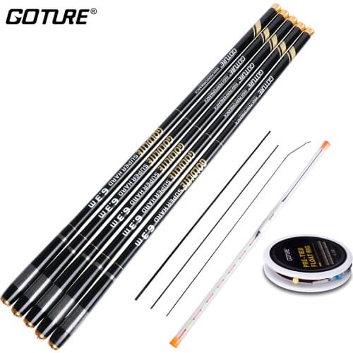 Goture Telescopic Fishing Rod Carbon Fiber 3.0-7.2M Carp Feeder Rod Hard Hand Pole Fly Fishing Tackle+Float/Line/Hook pesca olta