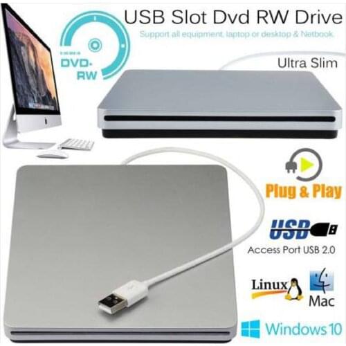 USB2.0 Slim External DVD Drive CD Writer Burner Disk Reader Player DVD ROM Optical Drive For Mac OS/WindowsME/2000/XP/Vista/7