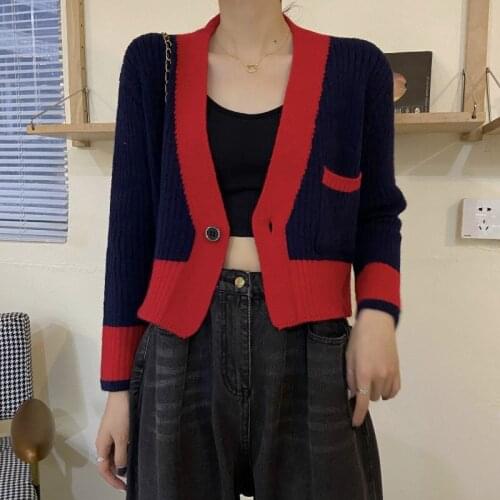 Harteen Vintage Fashionable Long Sleeve Womens Clothing Short Knit Cardigan Autumn Winter 2021 Korean Loose v-Neck Sweater