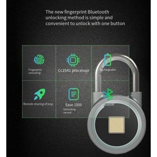 Mini BT Smart Keyless Fingerprint Lock Waterproof APP / Fingerprint Unlock Anti-Theft Security Padlock Door Luggage Case Lock