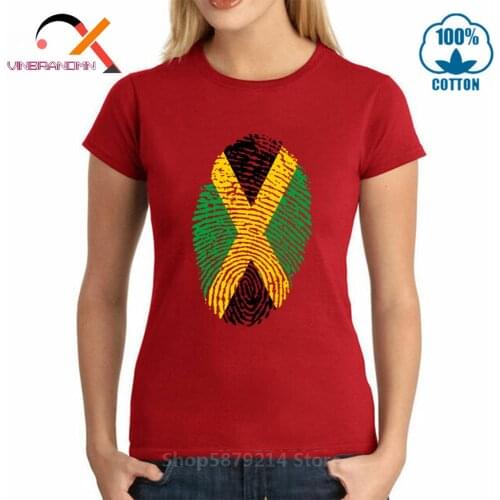 Jamaica Flag Fingerprint Shirt woman Design Custom Tee Short Sleeve Big Size Team Jamaica national day T shirt birthday gift Tee