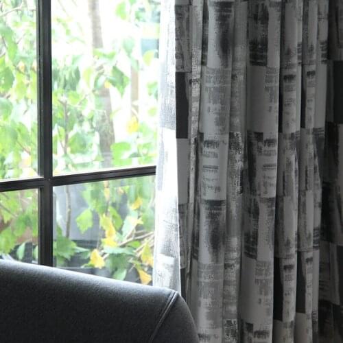 Custom curtains Nordic minimalist Retro Pattern thick shade gray white geometry bedroom living room blackout curtain M594