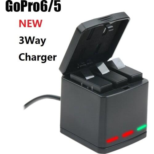 New 3-Way Battery Charger LED Charging Box Carry Case Battery Housing for GoPro Hero 6 5 Black Hero 5 6 Accessories Battery Case