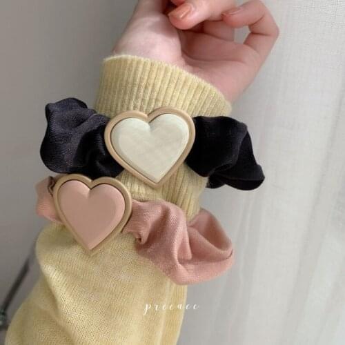 1PC Love Heart-Shaped Hair Ring Ropes Accessories Ponytail Holders Elastic Scrunchies Headwear Woman Girls Cute Rubber Bands