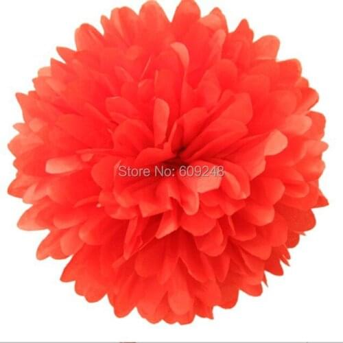 10pcs 8"(20cm) Christmas Birthday Holiday Party Decorations Red Hanging Tissue Paper Pom Poms Craft Flower Ball For Sale