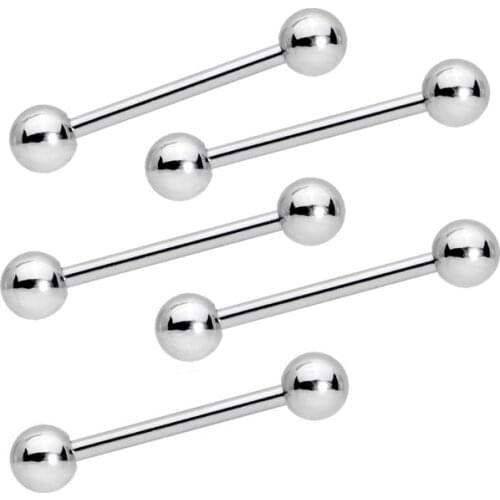 10PCS Tongue Piercing Stainless Steel Piercing Tongue Rings Bars Girls 14G Helix Piercing Industrial Barbells Body Piercing