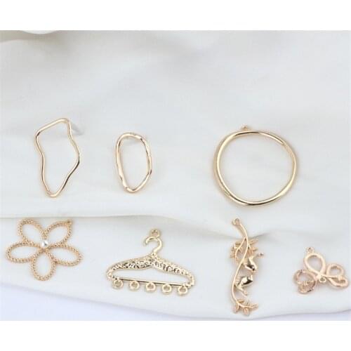 10pcs Vintage Geometric Heterosexual Earrings Hanger Petal Flower Round Earings For Girls Ladies Pendant Diy Jewelry Accessories