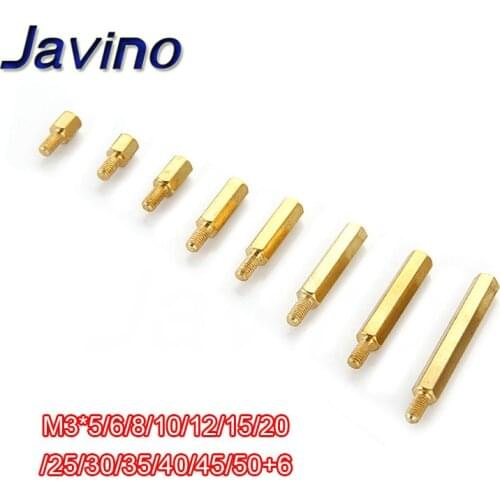 10Pcs M3*(5-50)+6mm Hex head Brass Spacing Screws Threaded Pillar PCB Computer PC Motherboard StandOff Spacer