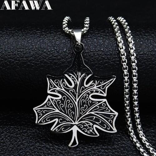 2021 Fashion Maple Leaf Stainless Steel Chain Necklace Women Silver Color Necklaces & Pendants Jewelry Gift gargantilla N3247S01