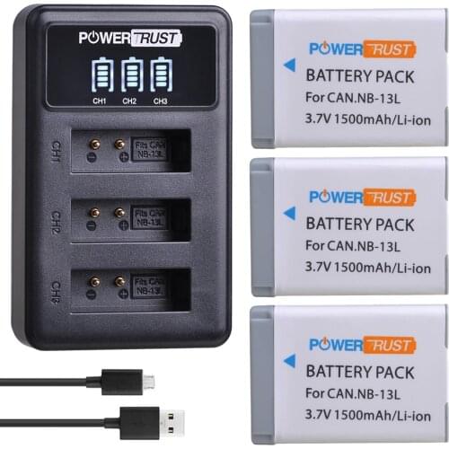 3Pcs NB-13L NB 13L 13L battery +LED 3 Slots USB Charger for Canon PowerShot G5X G7X G9X G7 X Mark II G9 X,SX620 SX720 SX730 HS
