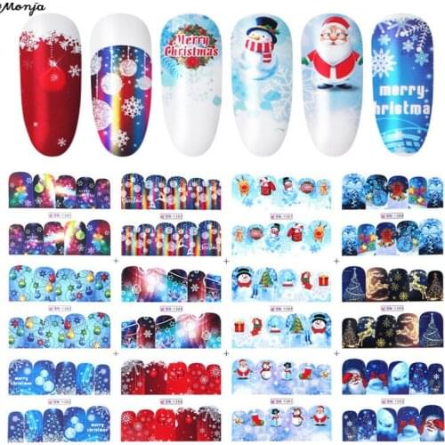 Large sheet nail art sticker 3D flower geometric Face graffiti fruit christmas snow 12 designs water transfer nail sticker WG099