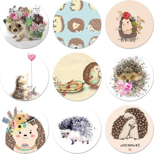 58mm Animal cute cartoon hedgehog painting Icons Pins Badge Decoration Brooches Metal Badges For Clothes Backpack Decoration