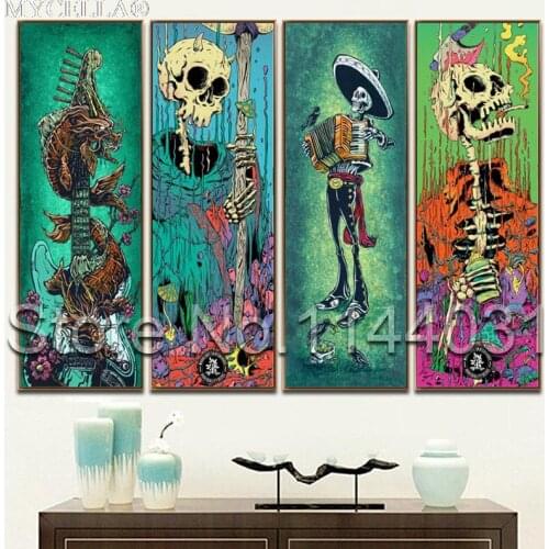 MYCELLA 5D DIY Cross Stitch Sets Skull For Embroidery Kits Skeleton Square Diamond Painting Cross Stitching Factory Direct Sale