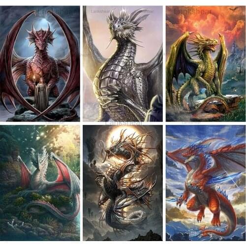 Lankshear 5D Diy Diamond Painting Animal Dragon Full Drill Mosaic Embroidery Cross Stitch Kits Hobby Craft Gifts Home Wall Decor