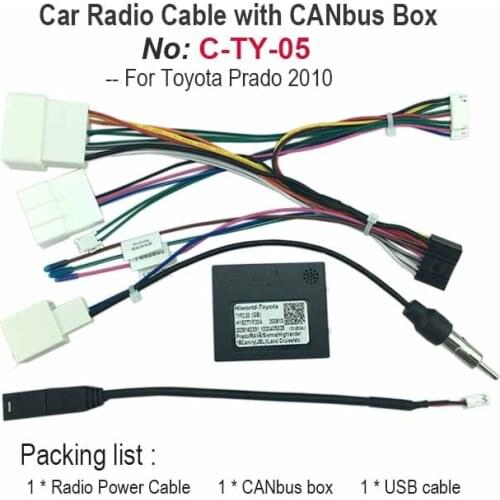 Car Radio Cable car gps multimedia cable Harness For TOYOTA Prado 2010~2013 power cable/canbus box Adapter