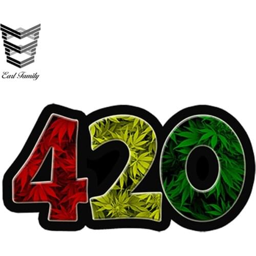 EARLFAMILY 13cm x 7.5cm Car Styling 420 Rasta Vinyl Sticker Weed Leaf Leaves Dank Bud Bumper Car Truck Waterproof Car Sticker