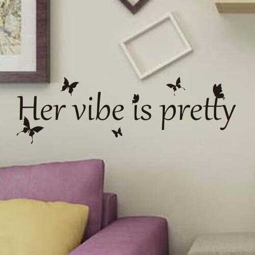 Her Vibe Is Pretty Mirror Wall Sticker Living Office Trendy Female Beauty Positive Womens Inspirational Quote Wall Decal Murals