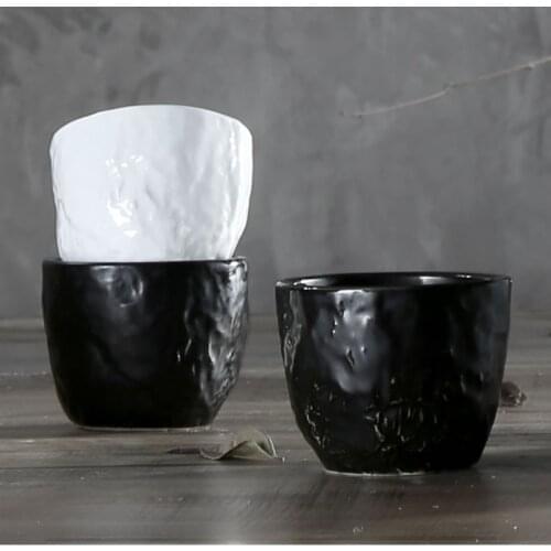 European retro ceramic mug breakfast water cup home couple table tea cup white black color drinking cup