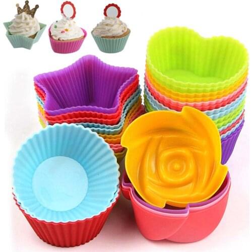 6 Pcs Cakes Mold Flower Star Round Heart Shape Baking Mould Silicone Cake Jelly Handmade Muffin Cupcake Diy Tools