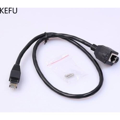 KEFU 60CM High quality Screw panel mount RJ45 CAT 6 male to female Ethernet LAN Network extension Cable cord 200pcs/lot