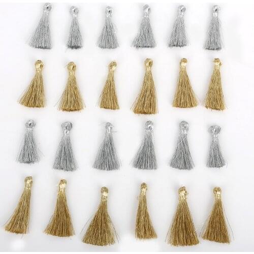 10PC 25MM Mini Gold/Silver Color Tassel DIY Pendant Jewelry Bracelet Key Making Fringe Trim Craft Tassels Sewing Accessories