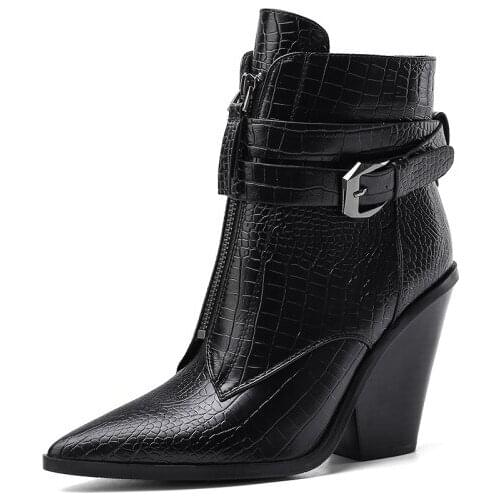 Kmeioo Europe Style Vintage Women High Heels Ankle Boots Buckle Rubber Casual Ladies Shoes Martin Boots Female Chelsea Boots