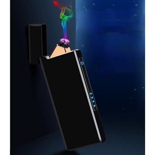 Compact Double Arc Cigarette Lighter Rechargeable Power Display Touch Sensing Lighter USB Convenient Charging Smoking Accesoires