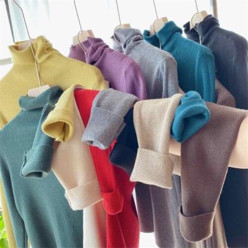 Korean Chic Sweater Autumn Winter Thick Turtleneck Sweaters Knitted Pullover Women Basic Tops Undershirt Pull Femme Knitwear
