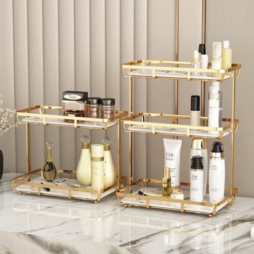 Creative Cosmetic Storage Shelf Home Bathroom Metal Storage Holder Bedroom Desktop Multi-Layer Dresser Table Storage Rack LB584