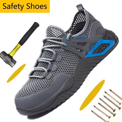 Lightweight Steel Toe Work Shoes For Men Indestructible Men Safety Shoes Work Boots Summer Cool Breathable Mesh Athletic Sneaker