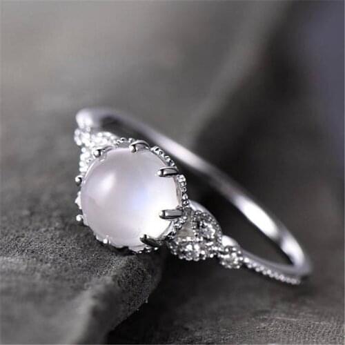 Ring Fashion top quality New Brand High Quality Moonstone silver Encrusted Ring Stylish Ring Engagement jewelry wholesale 533