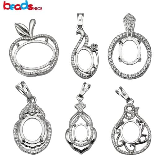 Beadsnice jewelry setting sterling silver pendant semi mount women necklace pendant making ID 34053