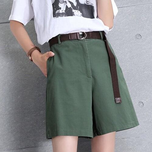 Casual Summer Shorts with Sashes All-match Solid Color Shorts Women High Waist plus size Harem Shorts Female Ladies Bottom