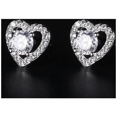 Earrings a pair of heart shaped Simplicity female Earrings fashionable white sweet romantic