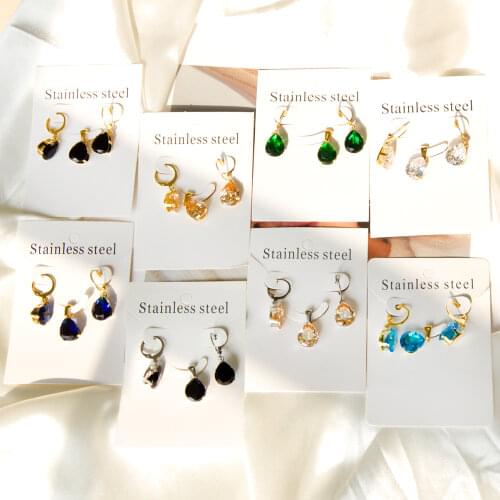 LUXUKISSKIDS Fashion Luxury Water Drop Shape Stainless Steel Necklaces Earrings Sets For Ladies Indian Wedding Jewellry Sets