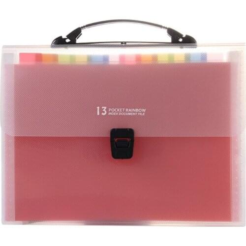 Handheld 13 Pockets Expanding File Folder Accordion File w/ Buckle Expandable Document Organizer for Home School Office