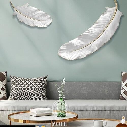 Nordic creative three dimensional feather porch pendant fashion light luxury living room wall decoration Eco-friendly resin