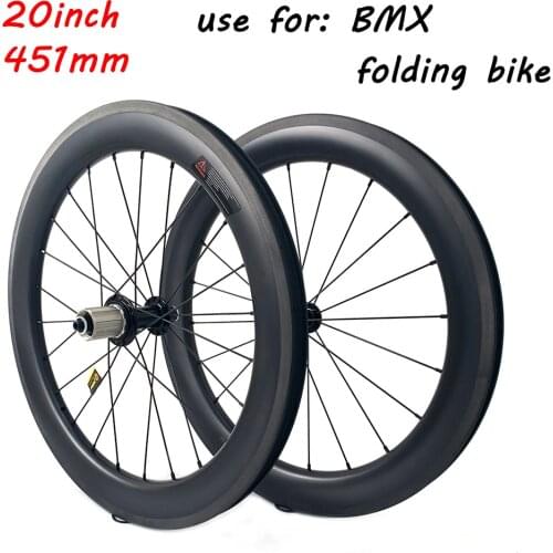 Go-proe 451mm Folding Bike Carbon Wheelset Powerway R17 Hub UD Brake Surface 20 Inch 50X25mm Clincher Carbon Rim For BMX Bicycle