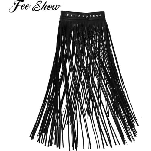 New Brand Women Ladies Fashion Long Wide Belts Faux Leather High Waist Skirt Hippie Boho Waistband Long Fringe Tassel Skirt Belt