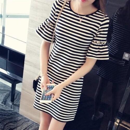 GZXISI Summer Dress Women 2017 Sheath Dresses Striped Flare Short Sleeve O Neck Mini Dress Beach Party Evening Short Dress