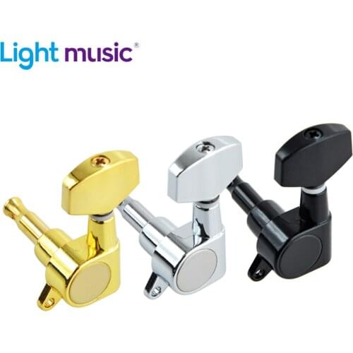 1 Set of 6pcs Big Square Sealed Guitar Tuning Pegs Keys Tuners Machine Heads for Electric Guitar Black/Gold/Chrome
