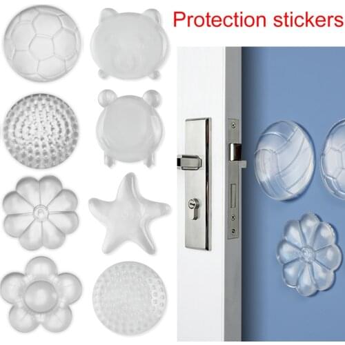 1Pcs Door Stoppers Wall Protection Safety Shock Absorber Door Handle Bumpers Security Cartoon PU Transparent Wall Protectors